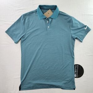 Nike Tour Dri-FIT Striped Golf Polo Teal White FZ7479-379 Men's Size Small